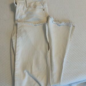 Zara Ivory slit Frayed Hem Jeans